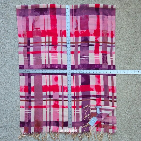 NWT Wool Cashmere Lightweight Scarf Nordstrom Pink Purple - Picture 2 of 11